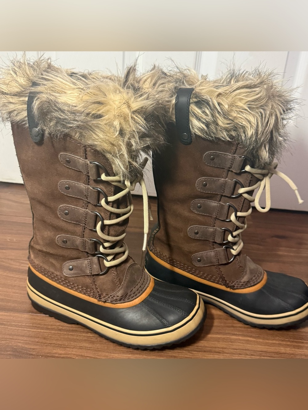 Sorel Joan of Arctic Waterproof Boot Women's 6 Brown Leather Faux Fur NL1540-256